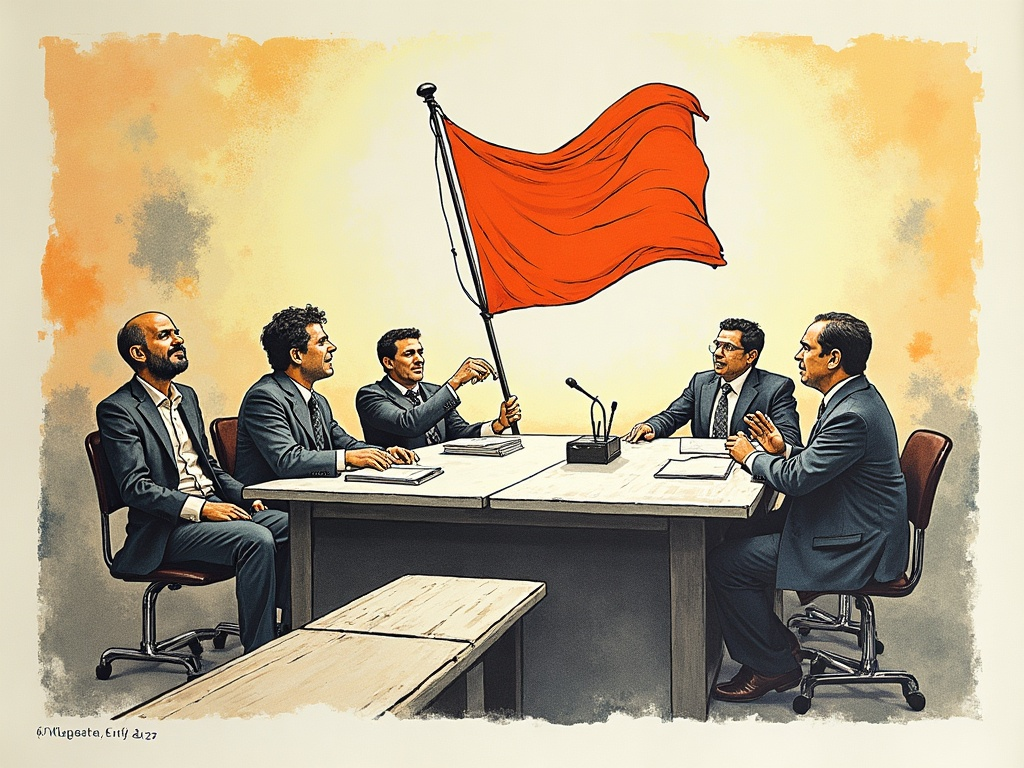 Illustration for "Moreno Valley: A City Weighs Its Flag While Its Real Civic Work Happens on Folding Tables"