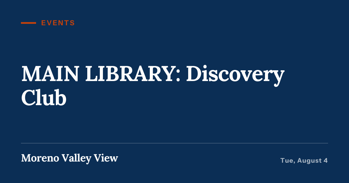 Illustration for “MAIN LIBRARY: Discovery Club”