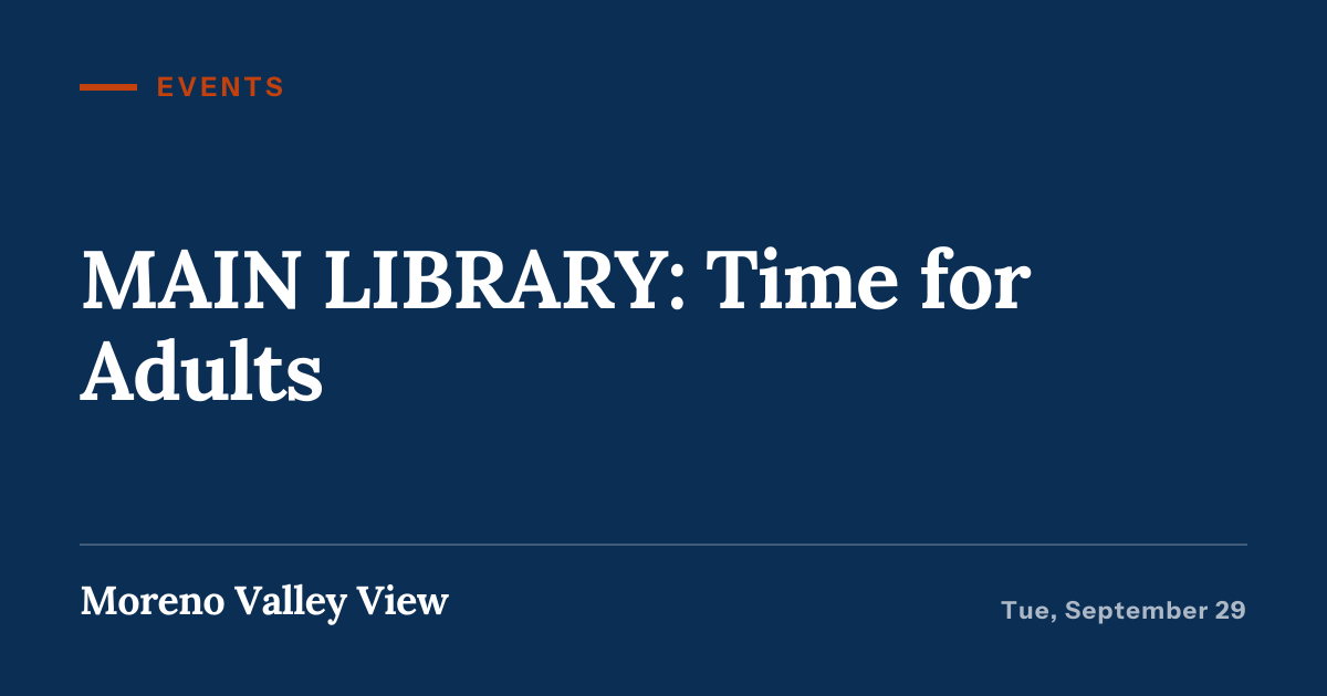 Illustration for “MAIN LIBRARY: Time for Adults”